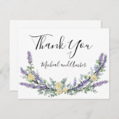 Lavendel Eucalyptus geel rozen elegant script Bedankkaart (Voorkant / Achterkant)