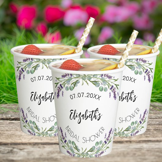 Lavendel eucalyptus groen bruidsborrel papieren bekers