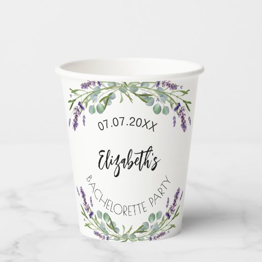 Lavendel eucalyptus groen Jubileumfeest Papieren Bekers (Voorkant)