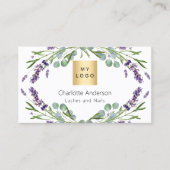 Lavendel eucalyptus groen logo QR-code Visitekaartje (Voorkant)