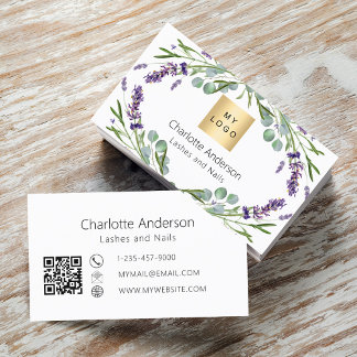 Lavendel eucalyptus groen logo QR-code Visitekaartje