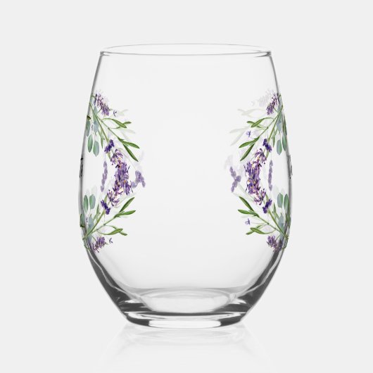 Lavendel eucalyptus groen naam script wijnglas zonder voet (Links)