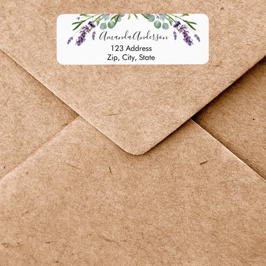 Lavendel eucalyptus groen retouradreslabel etiket