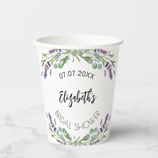 Lavendel eucalyptus groen vrijgezellenfeest papieren bekers (Voorkant)