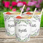 Lavendel eucalyptus groen vrijgezellenfeest papieren bekers<br><div class="desc">Een witte achtergrond. Versierd met lavendelbloemen en eucalyptusgroen. Personaliseer en voeg de datum en de naam van de bruid toe om te zijn.</div>
