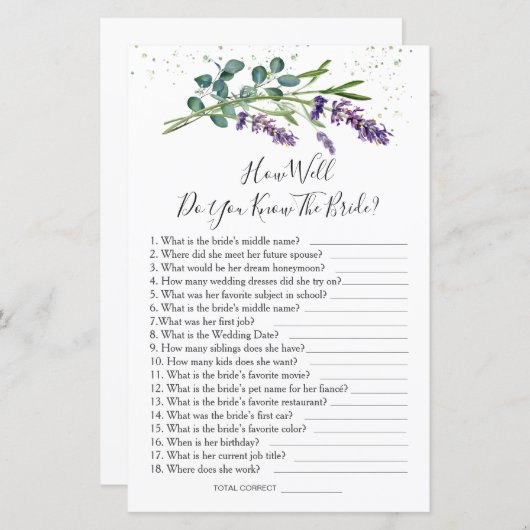 Lavendel Eucalyptus Hoe goed ken je Bride (Voorkant / Achterkant)