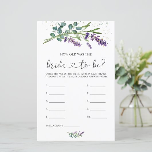 Lavendel Eucalyptus Hoe oud was de bruid (Staand voorkant)