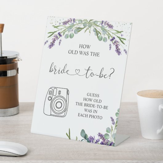 Lavendel Eucalyptus Hoe oud was de bruid Reclamebord Met Voetstuk (Insitu)