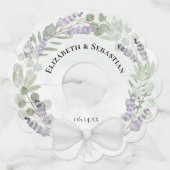 Lavendel & Eucalyptus krans rustieke Boho bruiloft Wijnglaslabel (Voorkant)