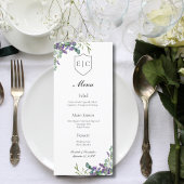 Lavendel Eucalyptus Monogram Bruiloft Menu