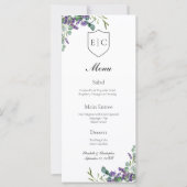 Lavendel Eucalyptus Monogram Bruiloft Menu (Voorkant)