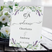 Lavendel eucalyptus monogram welkom huwelijk reclamebord met voetstuk