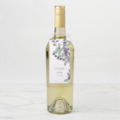 Lavendel & Eucalyptus Namen & Datum Wijn Bruiloft Flessenhanger (Op fles)