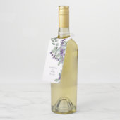 Lavendel & Eucalyptus Namen & Datum Wijn Bruiloft Flessenhanger (Schuin)