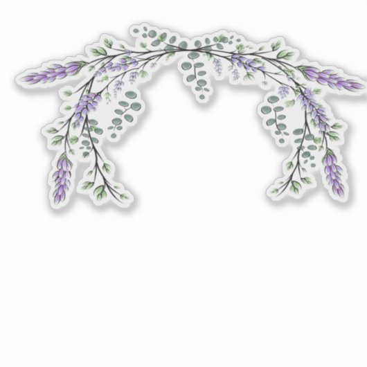 Lavendel Eucalyptus paarse bloemengroen gebladerte Sticker (Voorkant)