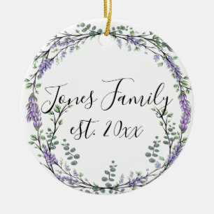 Lavendel Eucalyptus paarse florale botanische Keramisch Ornament
