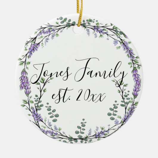Lavendel Eucalyptus paarse florale botanische Keramisch Ornament (Voorkant)