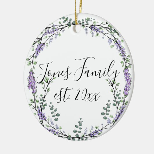 Lavendel Eucalyptus paarse florale botanische Keramisch Ornament (Links)