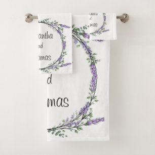 Lavendel Eucalyptus paarse waterverf floraal Bad Handdoek