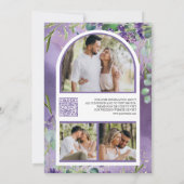 Lavendel Eucalyptus QR Code Foto Bruiloft Save The Date (Achterkant)