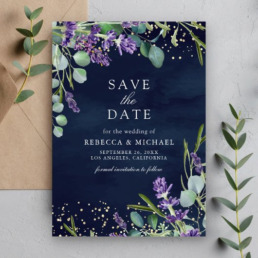 Lavendel Eucalyptus QR Code Foto Marine Huwelijk Save The Date