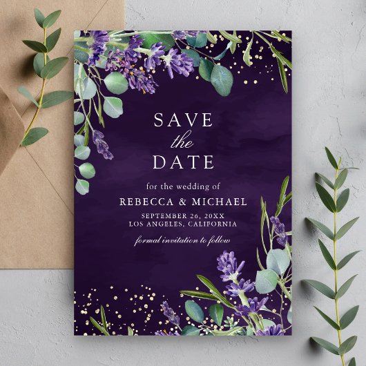 Lavendel Eucalyptus QR-code Foto Paarse Trouwdag Save The Date