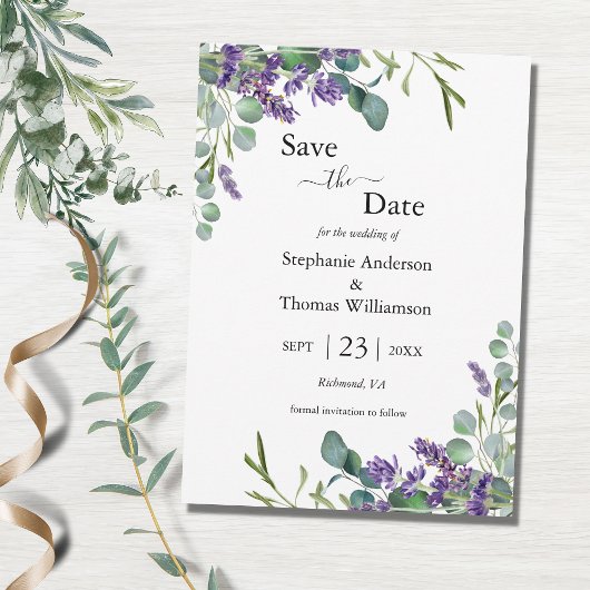 Lavendel Eucalyptus QR-code groene Huwelijk Save The Date