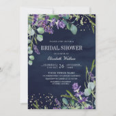 Lavendel Eucalyptus QR Code Navy Vrijgezellenfeest Kaart (Voorkant)