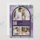 Lavendel Eucalyptus QR Code Paarse Bruidsdouche Kaart (Achterkant)