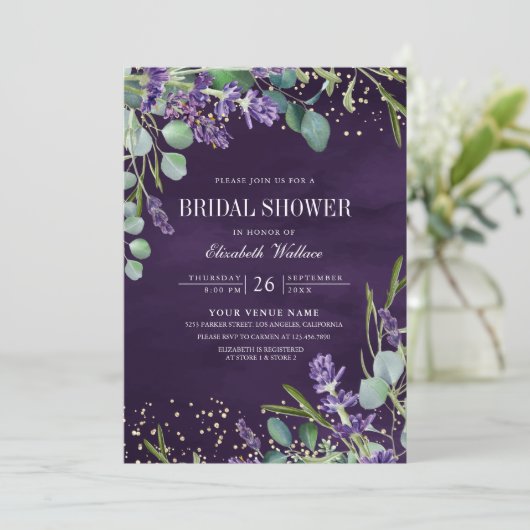 Lavendel Eucalyptus QR Code Paarse Vrijgezellenfee Kaart (Staand voorkant)