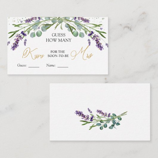 Lavendel Eucalyptus raden hoeveel kussen spel Informatiekaartje (Voorkant / Achterkant)