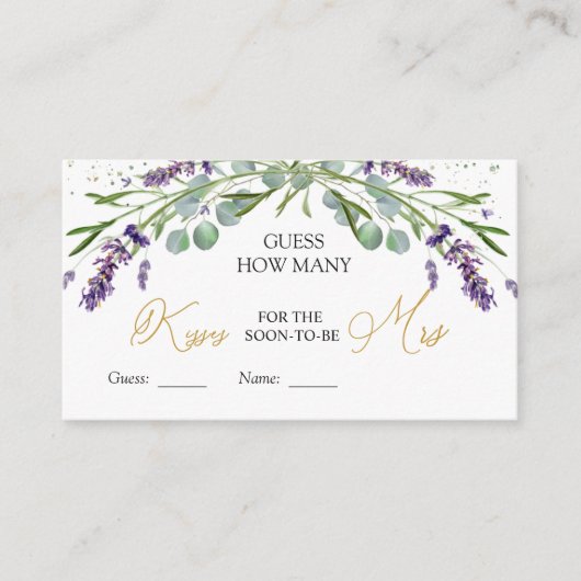 Lavendel Eucalyptus raden hoeveel kussen spel Informatiekaartje (Voorkant)