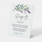 Lavendel Eucalyptus Ring Hunt Bruiloftsspel Reclamebord Met Voetstuk (Voorkant)