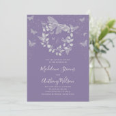Lavendel Eucalyptus Romantische Vlinder Bruiloft Kaart (Staand voorkant)