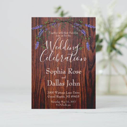 Lavendel Eucalyptus rustieke donkere houtnerf Huwe Kaart (Staand voorkant)