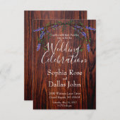 Lavendel Eucalyptus rustieke donkere houtnerf Huwe Kaart (Voorkant / Achterkant)