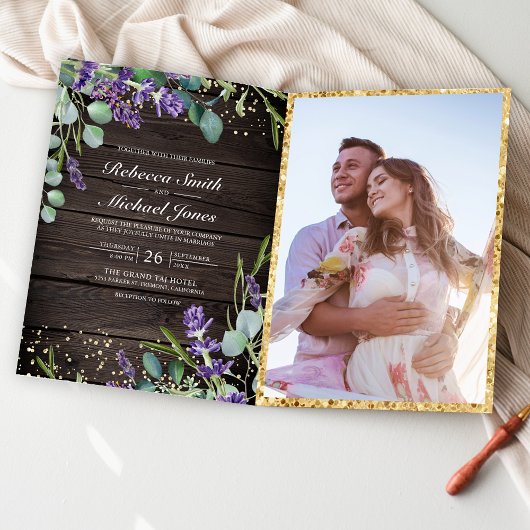 Lavendel Eucalyptus Rustieke Hout QR Code Trouwen