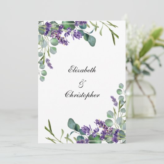 Lavendel Eucalyptus Trouw Hoofdtabel Kaarten (Staand voorkant)