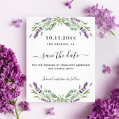 Lavendel eucalyptus trouwbudget save the date flyer
