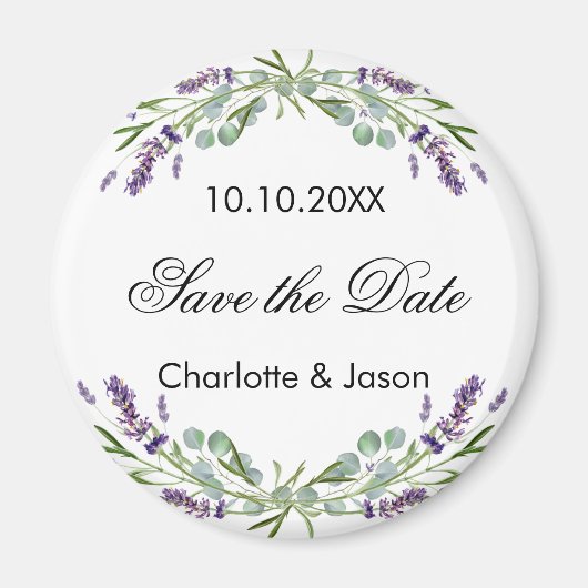 Lavendel eucalyptus trouwkaart Save the Date-magne Magneet (Voorkant)