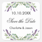 Lavendel eucalyptus trouwkaart Save the Date Vierkante Sticker (Voorkant)