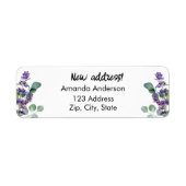 Lavendel eucalyptus verplaatst nieuw adres etiket (Voorkant)