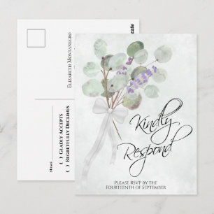 Lavendel Eucalyptus vriendelijk reageren bruiloft  Briefkaart