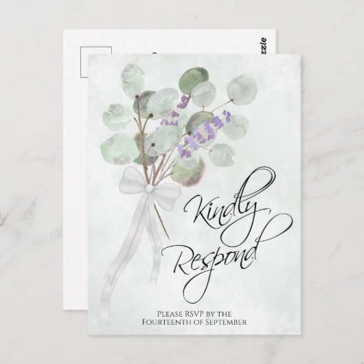Lavendel Eucalyptus vriendelijk reageren bruiloft  Briefkaart (Voorkant / Achterkant)