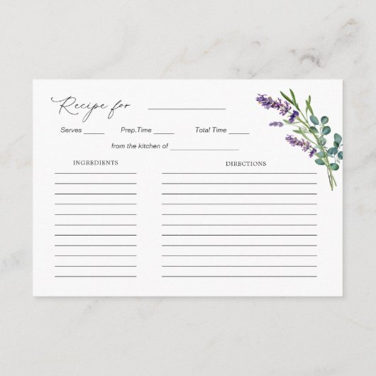 Lavendel Eucalyptus Vrijgezellenfeest recept Informatiekaartje (Achterkant)