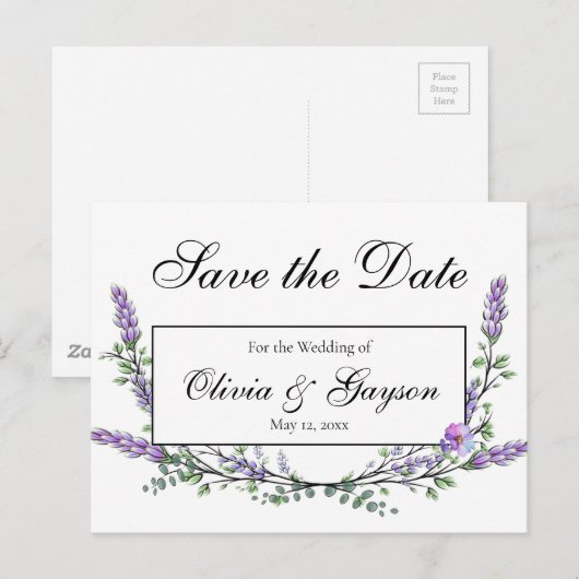 Lavendel Eucalyptus waterverf botanisch Briefkaart (Voorkant / Achterkant)