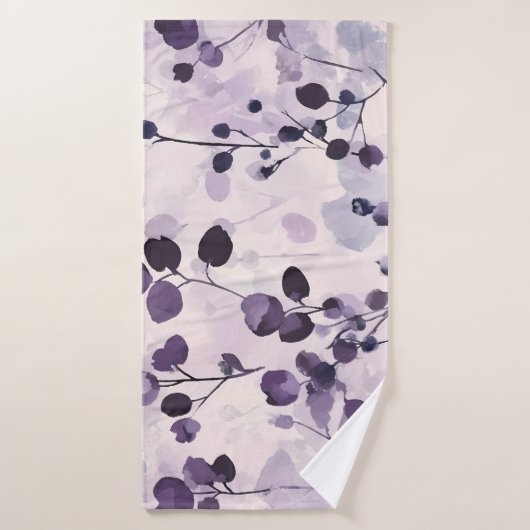 Lavendel Eucalyptus Waterverf Floral Badhanddoek (Badhanddoek)
