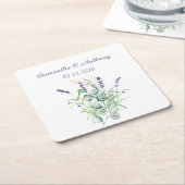 Lavendel Eucalyptus Waterverf Kruiden Bruiloft Kartonnen Onderzetters (Schuin)