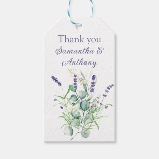 Lavendel Eucalyptus Waterverf Kruiden Paarse Cadeaulabel (Voorkant)