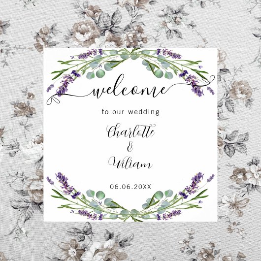 Lavendel eucalyptus welkom bruiloft poster